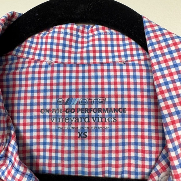 Vineyard Vines Mens blue and red plaid performance Button Up shirt sz XS OTG - Picture 4 of 5